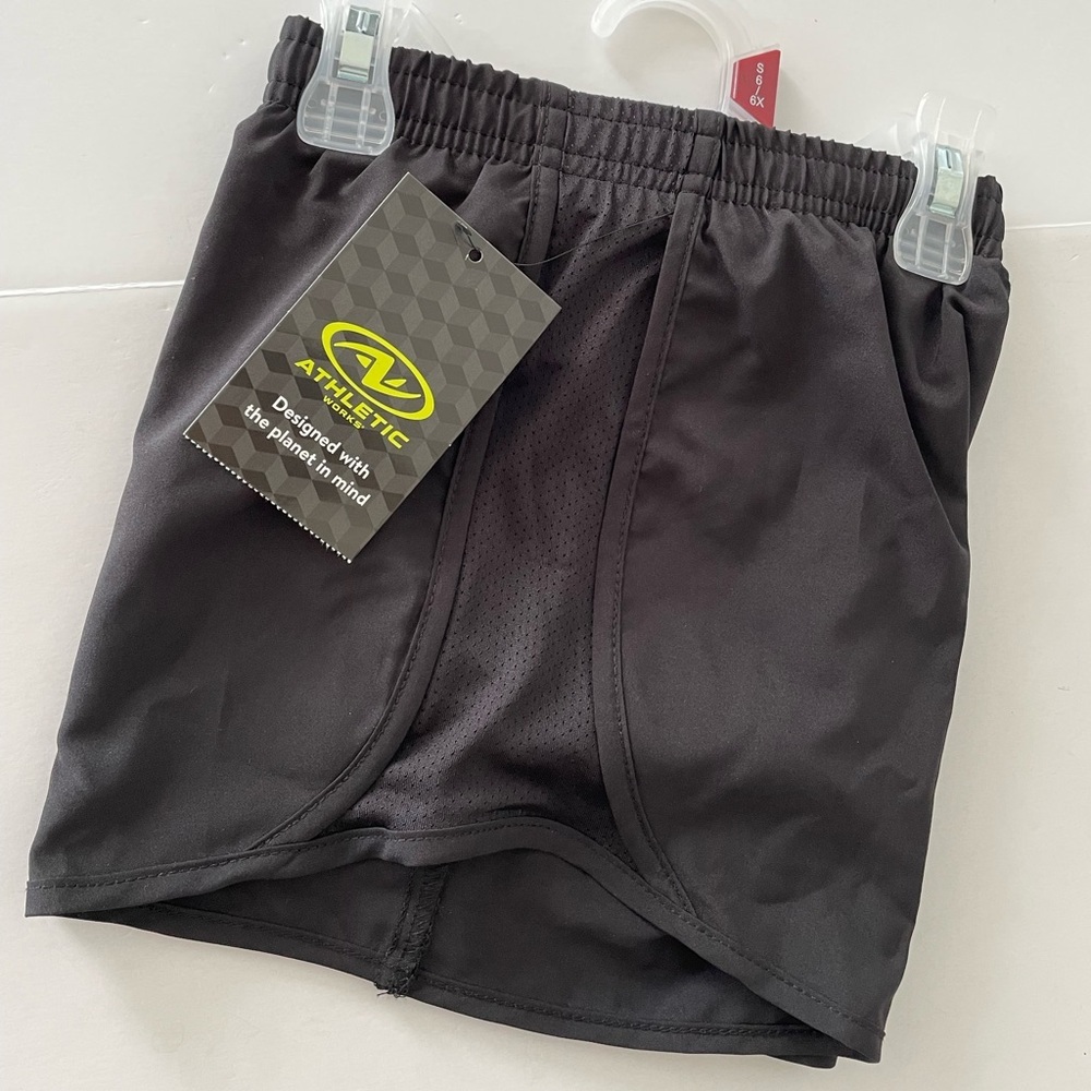 Athletic Works Girls Shorts S (6-6X) Black Active Wear Running Gym